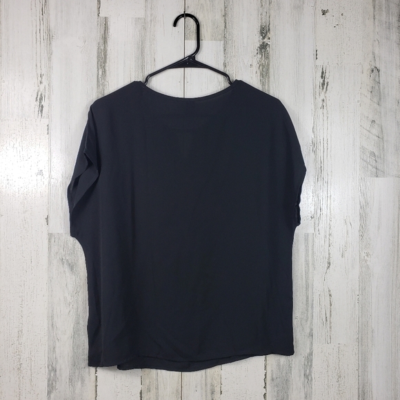 shein sheer basic black key hole short sleeve tshirt women's size M - Picture 3 of 8